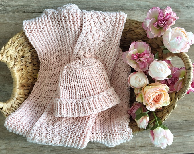 Hand Knit Baby Blanket, Knitted Baby Blanket, Baby Gift, Baby Shower Gift Basket, blanket for baby, organic cotton
