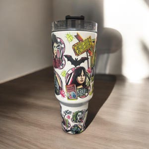 Beetlejuice Tumbler 40oz | Gothic Halloween Travel Mug | Personalized Horror Gift | Tim Burton Fan Tumbler, Halloween, Back to School