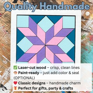 Blank Barn Quilt Puzzle Quilted Wood Blocks | Woodcraft Quilting Kits | Paintable Quilts Art | Wooden Patchwork Mini Signs | Handmade Puzzle