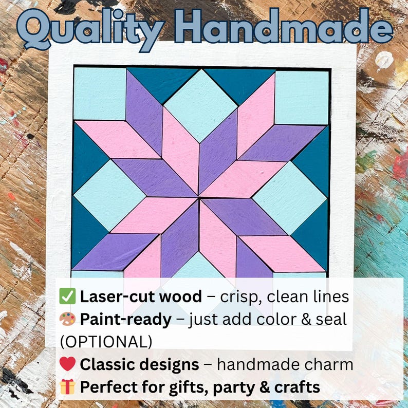 Blank Barn Quilt Puzzle Quilted Wood Blocks | Woodcraft Quilting Kits | Paintable Quilts Art | Wooden Patchwork Mini Signs | Handmade Puzzle