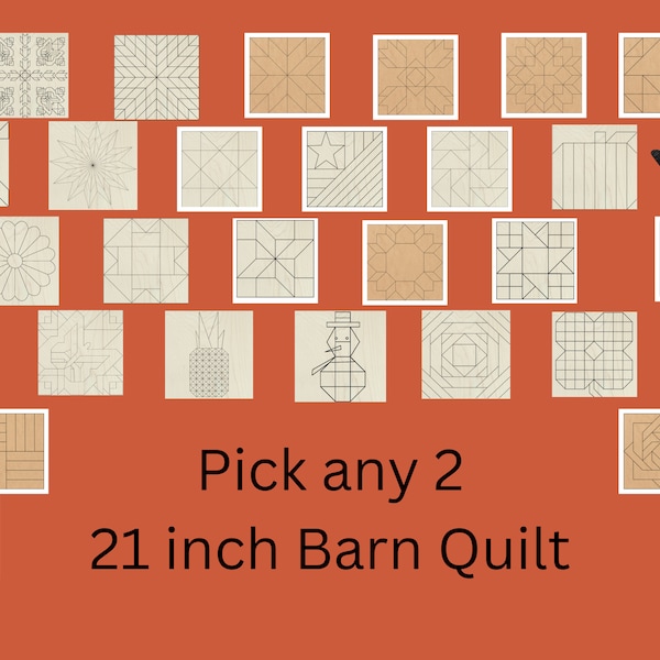 Pick 2 Large Barn Quilt 21 Inch Quilt Blocks, DIY Barn Quilt Boards, Barn Quilt Oversized Art DIY Craft Kit for Adults
