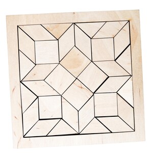 Blank Barn Quilt Puzzle Quilted Wood Blocks | Woodcraft Quilting Kits | Paintable Quilts Art | Wooden Patchwork Mini Signs | Handmade Puzzle