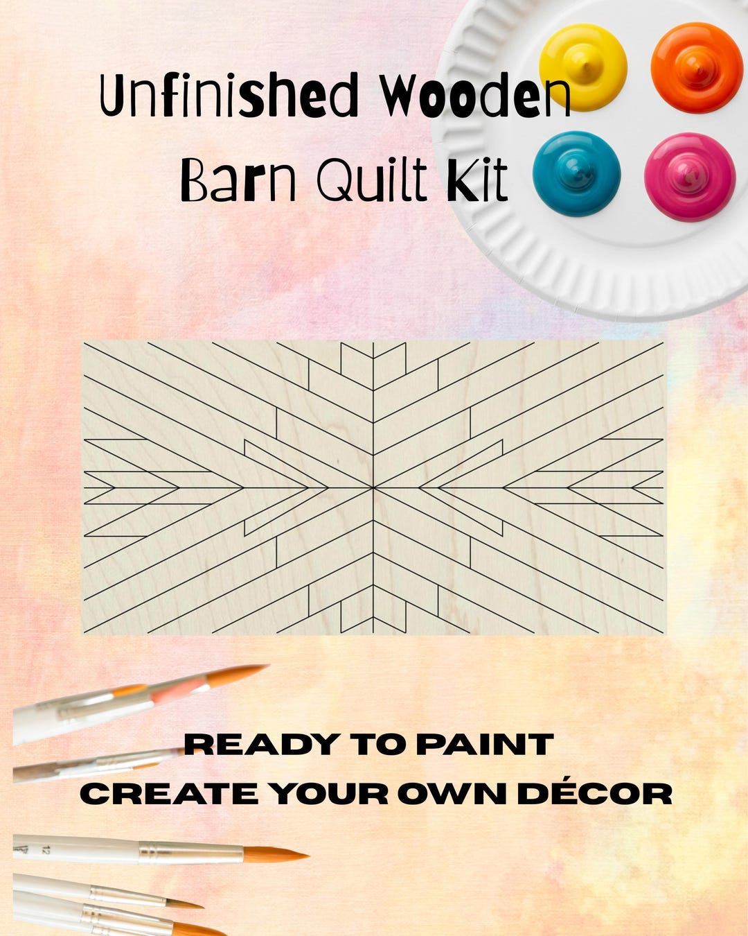 Aztec Barn Quilt Pattern: Paintable Wood Craft Kit | DIY Barn Quilt Kit ...