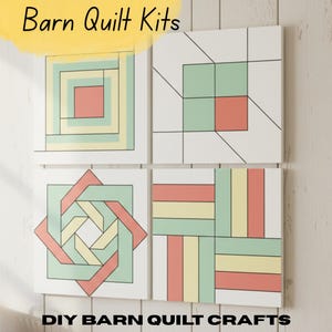 Pick 4 Wooden Barn Quilt Wood Sign | 8 Inch Unfinished DIY Craft Kit | Paint Your Coaster