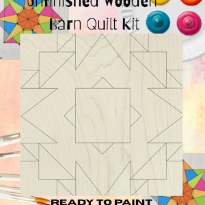 Boho Wooden Barn Quilt Block: Unfinished DIY Kit