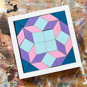 Blank Barn Quilt Puzzle Quilted Wood Blocks | Woodcraft Quilting Kits | Paintable Quilts Art | Wooden Patchwork Mini Signs | Handmade Puzzle