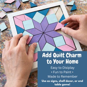 Blank Barn Quilt Puzzle Quilted Wood Blocks | Woodcraft Quilting Kits | Paintable Quilts Art | Wooden Patchwork Mini Signs | Handmade Puzzle