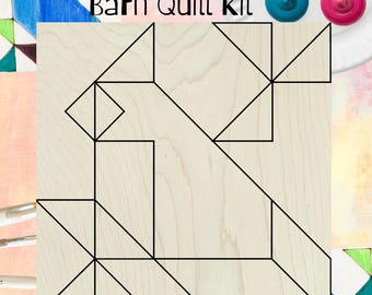 Cardinal Barn Quilt Block: Unfinished Bird Barn Quilting Wood DIY Craft Kit