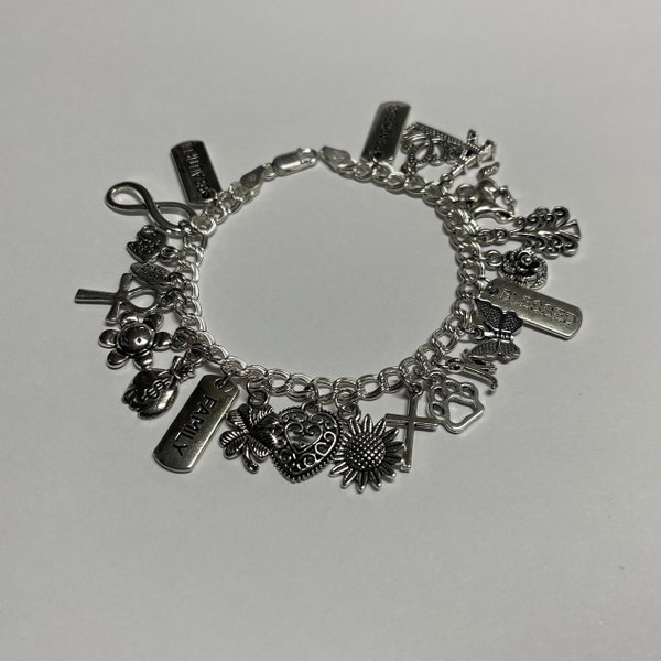 Sterling Silver Loaded Charm Bracelet