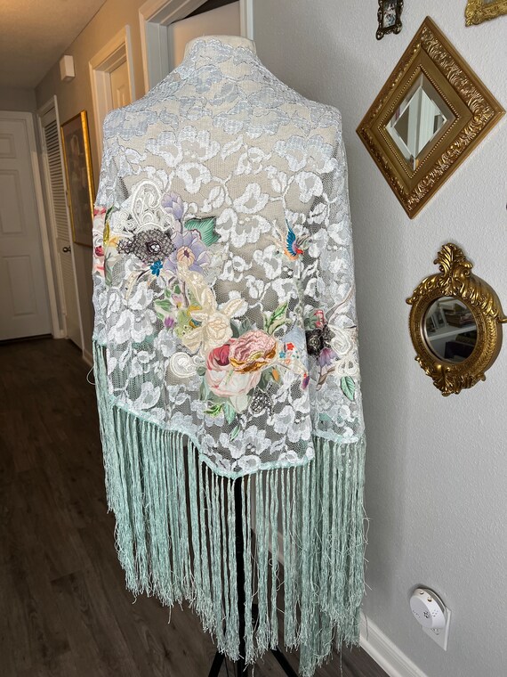 Vintage Custom embroidered fringe designer Jane E… - image 2