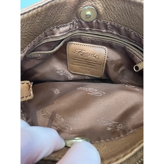 Vintage FOSSIL Brown Caramel Leather Shoulder Hand Bag Key 75082 - Etsy