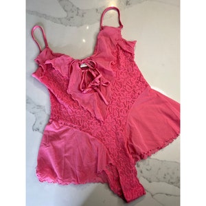 Victoria&#39;s Secret Vintage Gold Label Pink lace lingerie bodysuit teddy M
