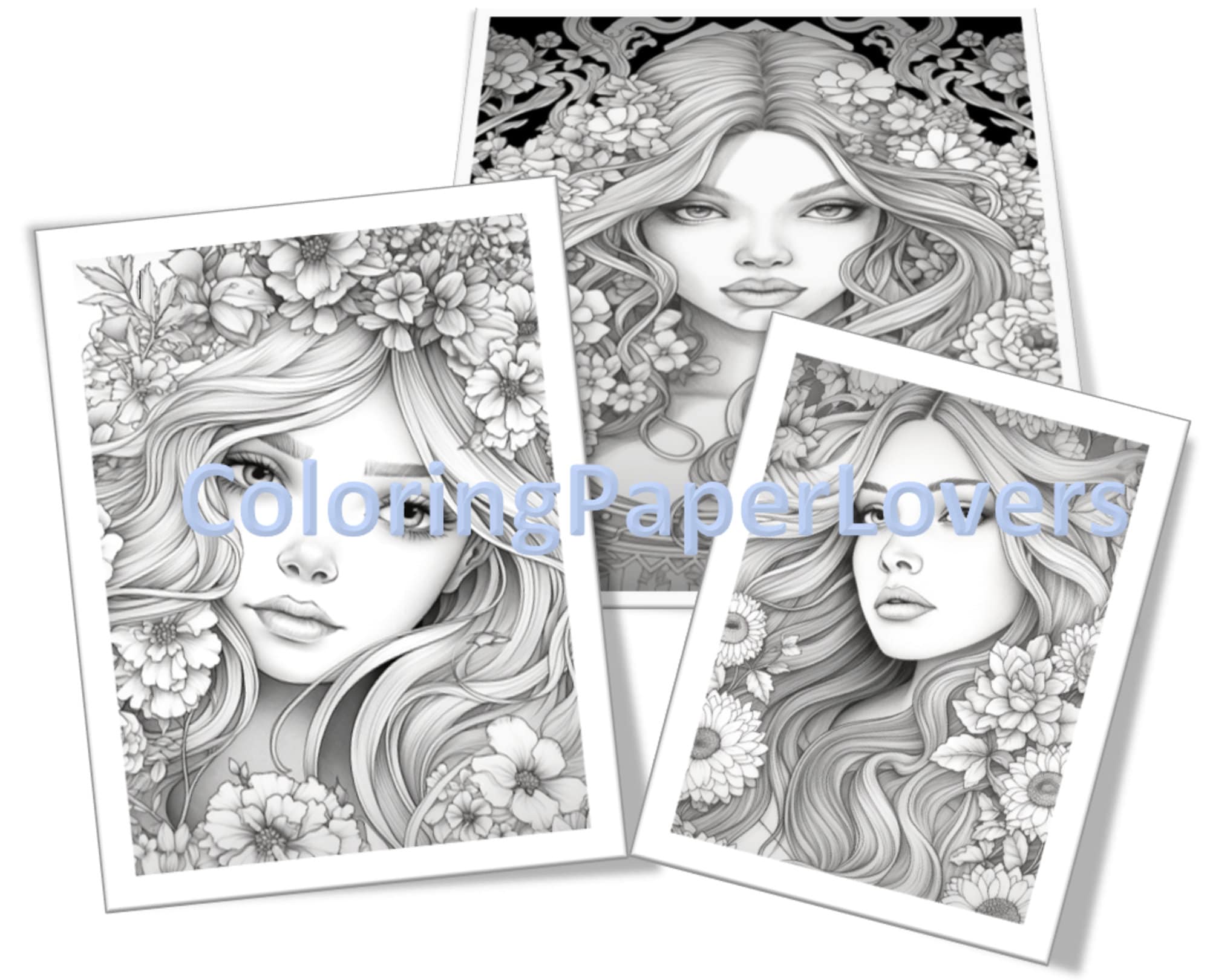 10 Premium Coloring Page | Printable Adult Women Coloring Pages Book ...