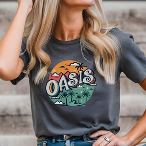OASIS Vintage T-shirt - Indie Rock and Roll Band Liam Noel Gallagher - Desert Palm Tree Tee