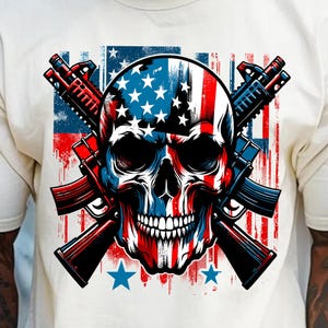 Skull With American Flag PNG | Patriotic Skull Design Digital Download File | 4th Of July Sublimation for Print PNG