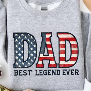 Retro Dad Best Legend Ever PNG | USA Flag Patriotic Dad Design Digital Download File | 4th Of July Sublimation for Print PNG