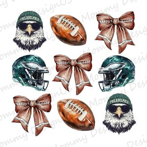 Laço de Coquete de Gangue de Pássaros Eagles PNG | Arquivo Digital para Download de Design de Torcedor de Futebol Americano da Filadélfia | Sublimação de Amante da Filadélfia no Dia do Jogo para Impressão PNG
