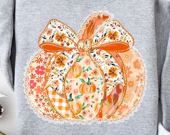 Brushstroke Lace Pumpkin PNG, Floral Fall Design, Autumn Girly Digital File