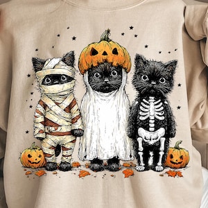 Sweet Ghost With Cat PNG, Spooky Black Cat Design, Halloween Digital Download