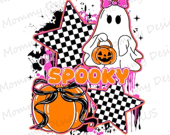 Coquette Pumpkin PNG, Girly Ghost Boo Halloween Design, Spooky Season
