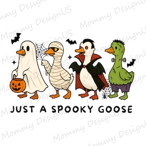 Spooky Goose PNG, Funny Pumpkin Duck Halloween Design, Fall Season Digital File