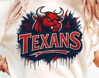 Mascotte dei Texans in formato PNG, design della squadra di football rosso-blu, spirito del giorno della partita, download digitale