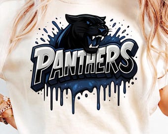 Panthers Mascot PNG, Dark Blue Football Team Design, Game Day Spirit Digital File