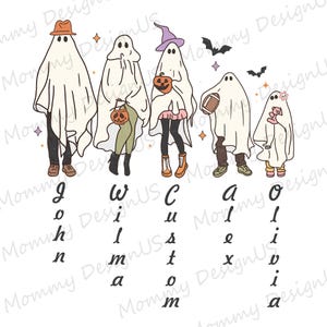Custom Ghost Family PNG, Personalized Retro Halloween Design, Matching Spooky