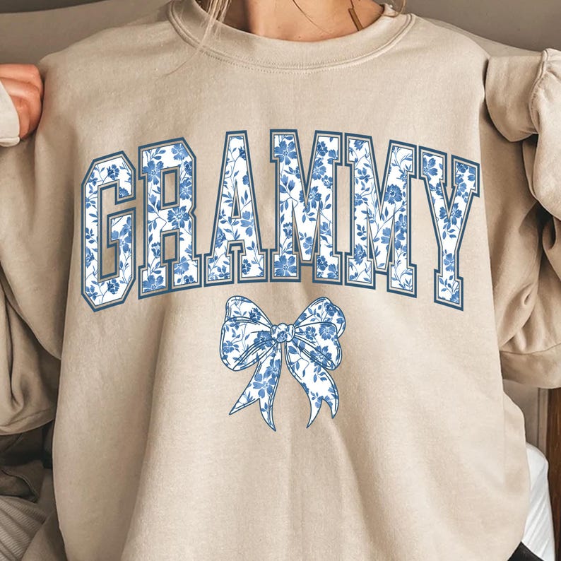 Blue Chinoiserie Grammy PNG, Floral Coquette Grammy Design, Grandmother Gift Digital File image 2