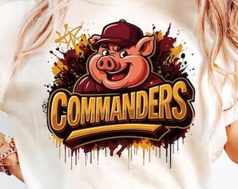 Commanders PNG, Gold Burgundy Football Team Mascot Design, Game Day Shirt Digital Download
