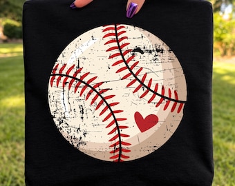 Baseball Mom PNG, Retro Baseball Heart Design, Sports Mom Digital File