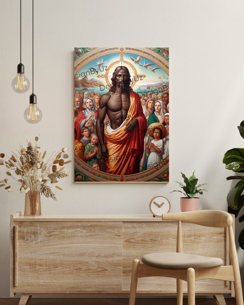 Black African American Praying Jesus Poster, Christian Wall Art, Jesus ...