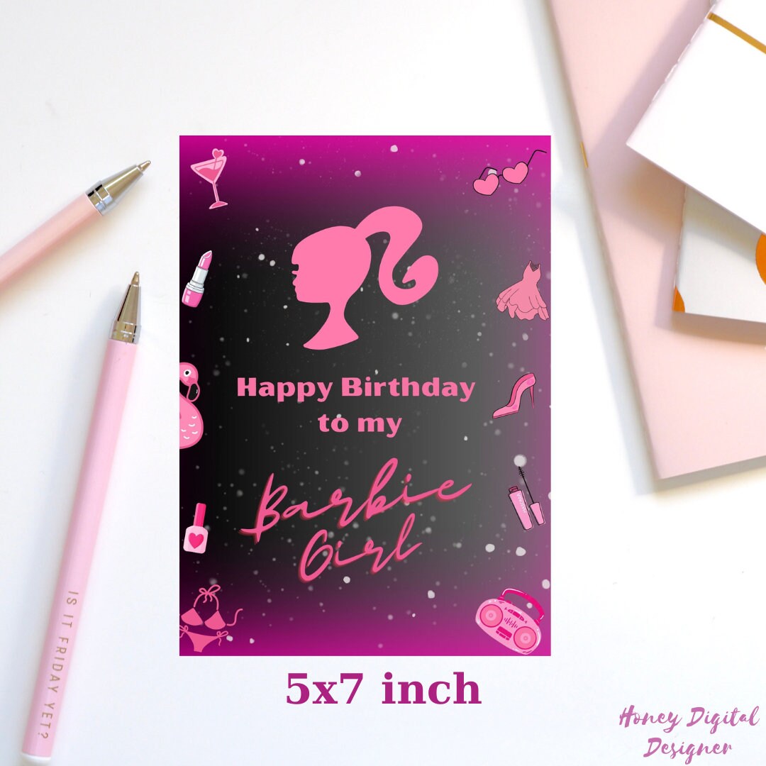 Barbie Birthday Card Printable Card for Girl Happy - Etsy Canada
