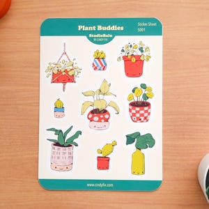 Plant Buddies - Sticker Sheet (1 Stück), Illustration, Kawaii, Bullet Journal, Journaling, Digitale Kunst, Aufkleber, Schreibwaren, Pflanzen