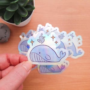 Tiersticker - kleiner Blauwal | Glossy Regenbogen Vinyl Sticker | Tieraufkleber | Laptop Sticker | Kawaii Sticker | Cute Sticker | süßer Wal