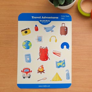 Reiseaufkleber | Stickerbogen - Reiseabenteuer | Matt Vinyl Sticker | Aufkleber | Laptop Sticker | Kawaii | Cute Sticker | Reisetagebuch