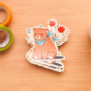Adesivo orsetto carino | Adesivi in vinile lucido | Adesivo | Adesivi per laptop | Adesivi Kawaii