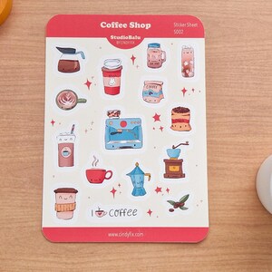 Coffee Shop - Sticker Sheet (1 Stück), Illustration, Kawaii, Bullet Journal, Journaling, Digitale Kunst, Aufkleber, Schreibwaren, Kaffee
