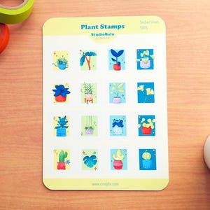 Plant Stamps- Sticker Sheet (1 Stück), Illustration, Kawaii, Bullet Journal, Journaling, Digitale Kunst, Aufkleber, Schreibwaren