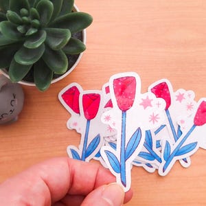 Süße Rose | Glossy Vinyl Sticker | Laptop Aufkleber | Kawaii Stil | Cute Sticker | Blume | Valentinstag | Handgefertigt | Illustration