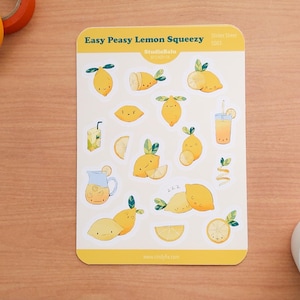 Cute Lemon - Sticker Sheet (1 Stück), Illustration, Kawaii, Bullet Journal, Journaling, Digitale Kunst, Aufkleber, Schreibwaren