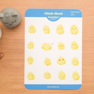Gute Laune Küken - Frühlings Sticker Sheet (1 Stück), Illustration, Kawaii, Bullet Journal, Ostern, Digitale Kunst, Aufkleber, Schreibwaren