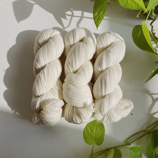 Undyed Wool Yarn • Natural Sock Yarn • 100% American Wool • Perfect for Dyeing, Knitting, Crochet