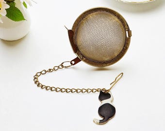 Cat Tea Infuser Mesh Ball Tea Strainer Loose Leaf Tea Steeper Metal Basket Tea Brewing Drink Preparation Kitchen Tool Tea Making Custom
