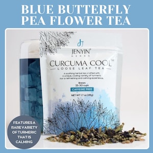 Blue Butterfly Pea Flower Loose Leaf Herbal Tea Wellness Blend Herbal Natural Drink  Meditation Ritual Healing Blend Botanical Turmeric Tea