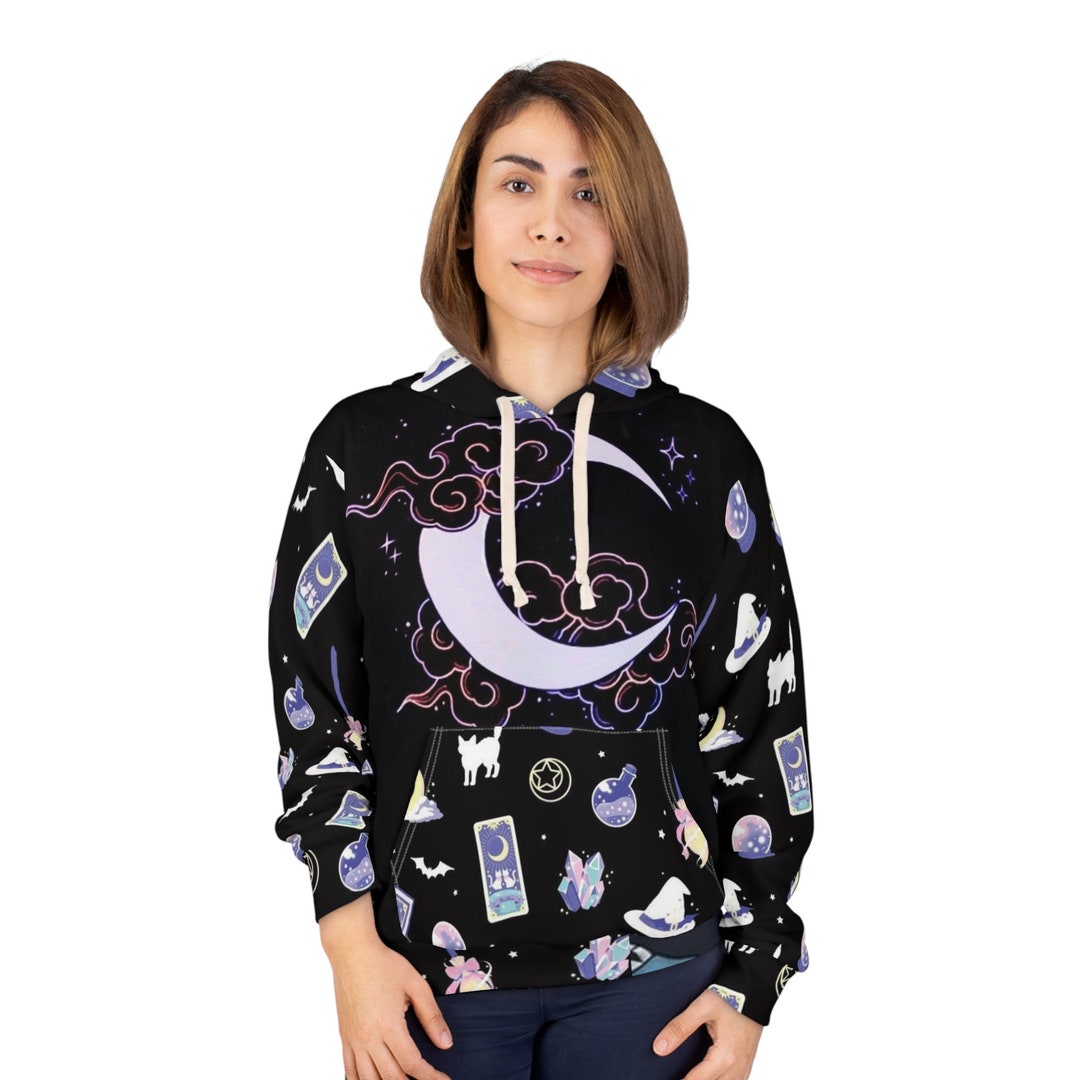 Polka Dot Halloween Bat Pattern Print Women Pullover Hoodie