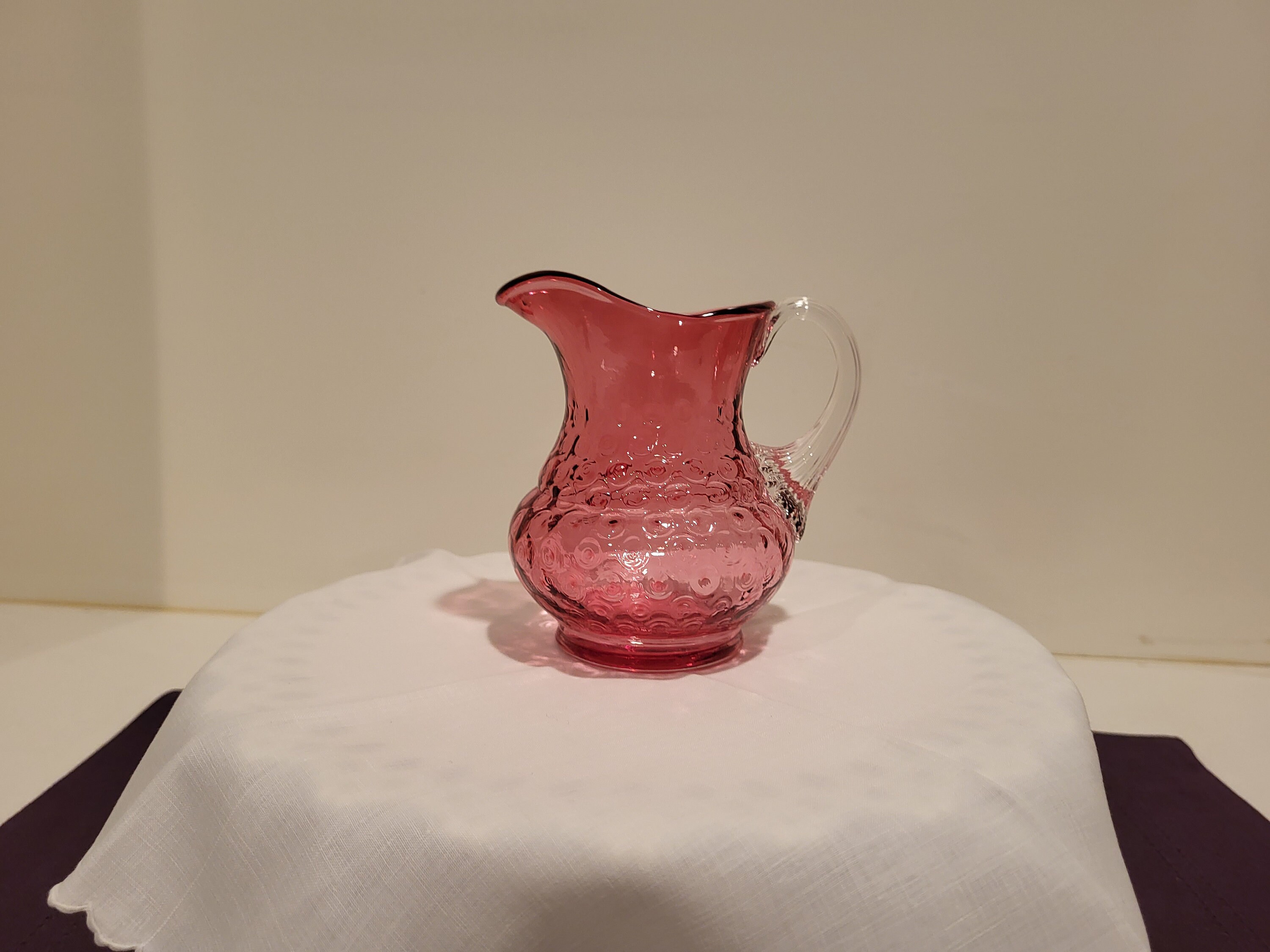 Large Fenton Coin Dot Ruby Overlay 2qt Pitcher 