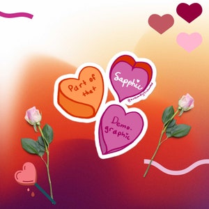 Lesbian Pride Valentines Hearts Bubble-free Stickers