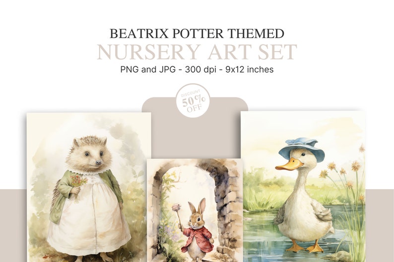 Set of 3 Beatrix Potter Nursery Art Prints Kid Wallart Prints Beatrix ...