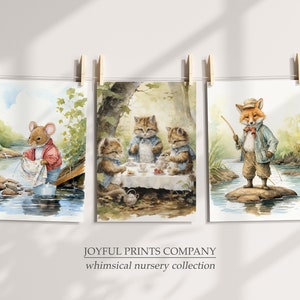 Set of 3 Beatrix Potter Nursery Art Prints Kid Wallart Prints Beatrix Potter Art Peter Rabbit Kid Wallart Printable Kids Wallart Printable